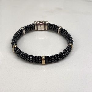 9mm Lagos Black Caviar bracelet w/ 18K YG and sterling silver stations